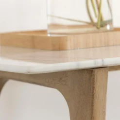 Made in Meubles Console en bois de manguier et marbre Hari