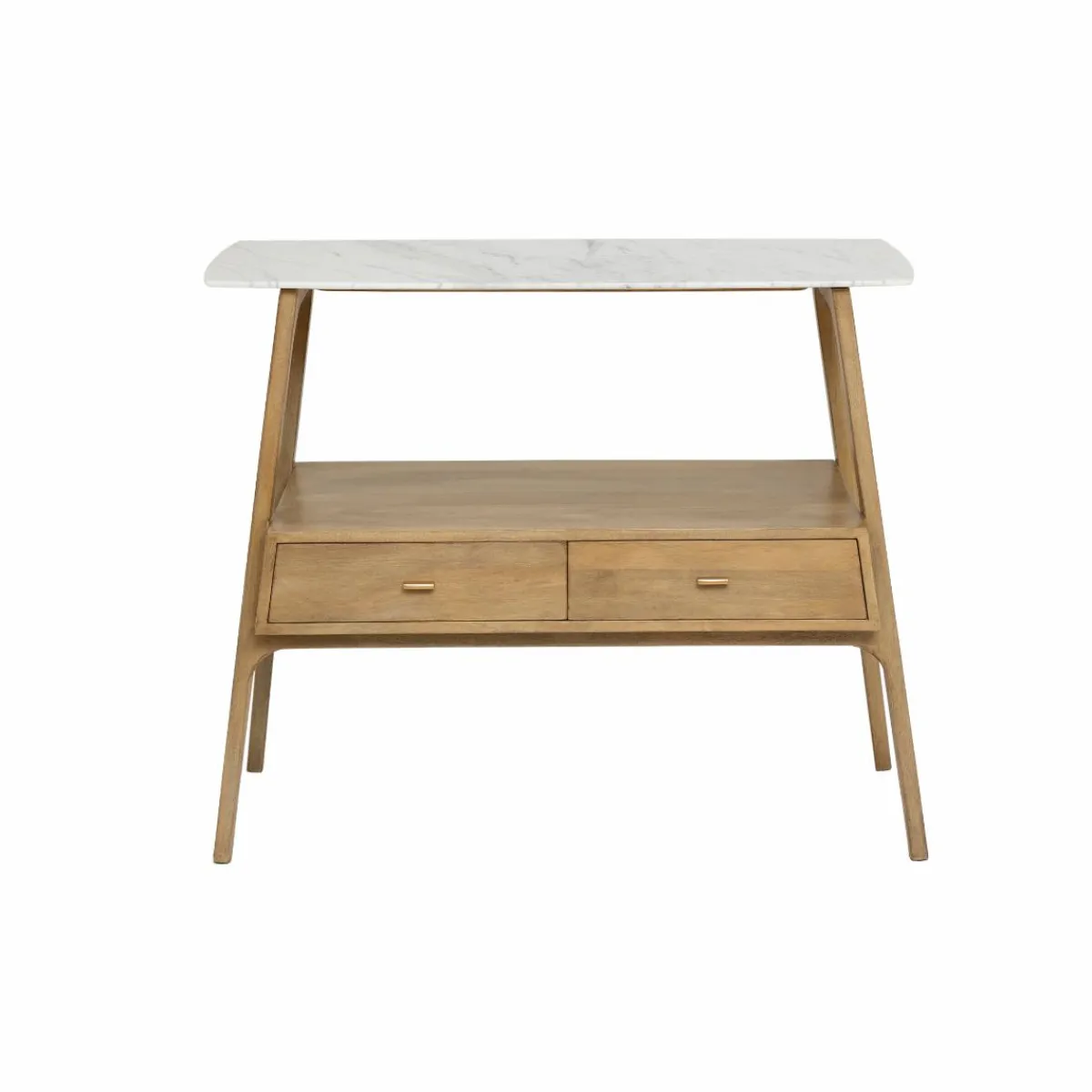 Made in Meubles Console en bois de manguier et marbre Hari