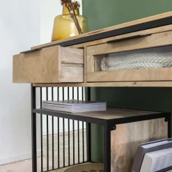 Made in Meubles Console en bois de manguier et métal Héloïse
