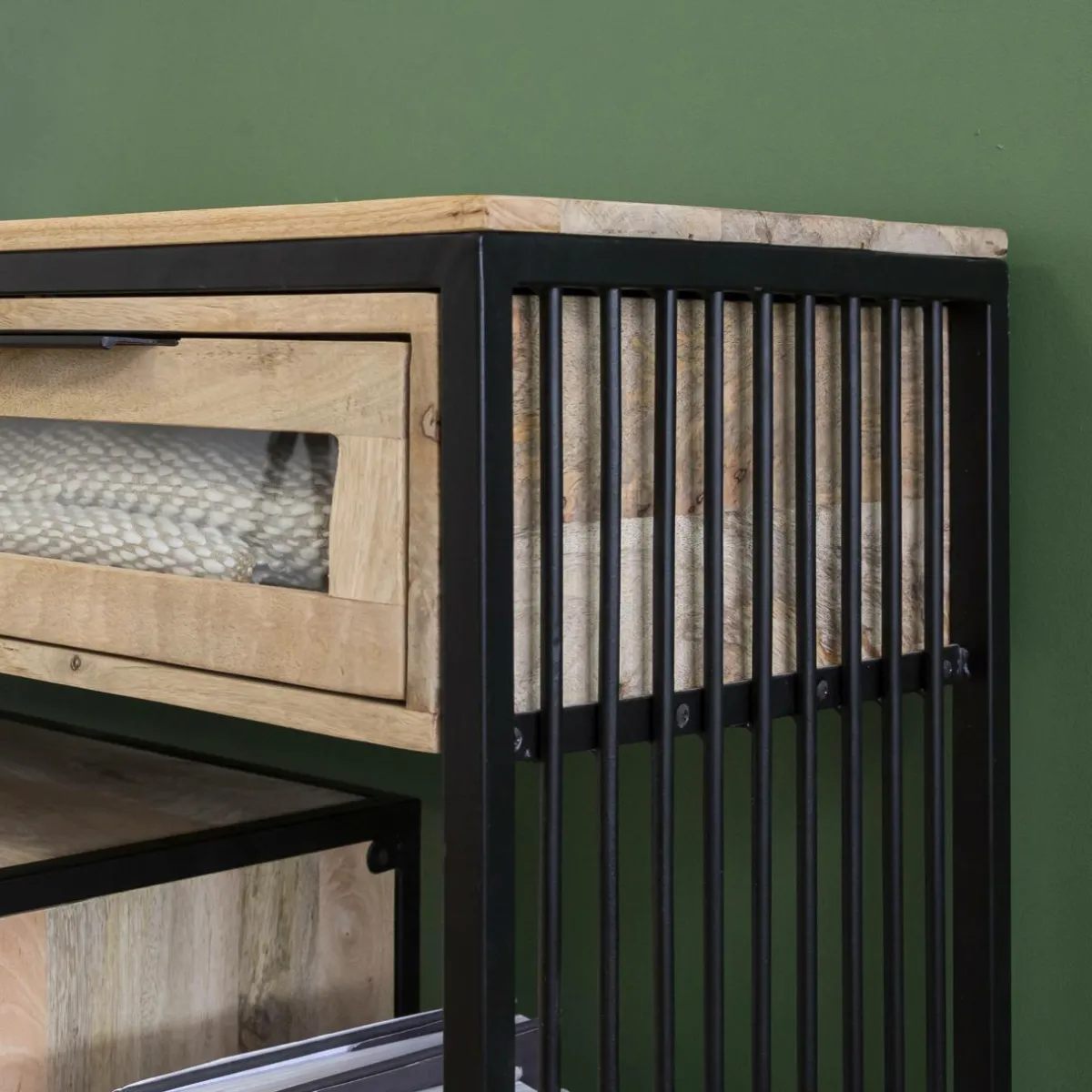 Made in Meubles Console en bois de manguier et métal Héloïse