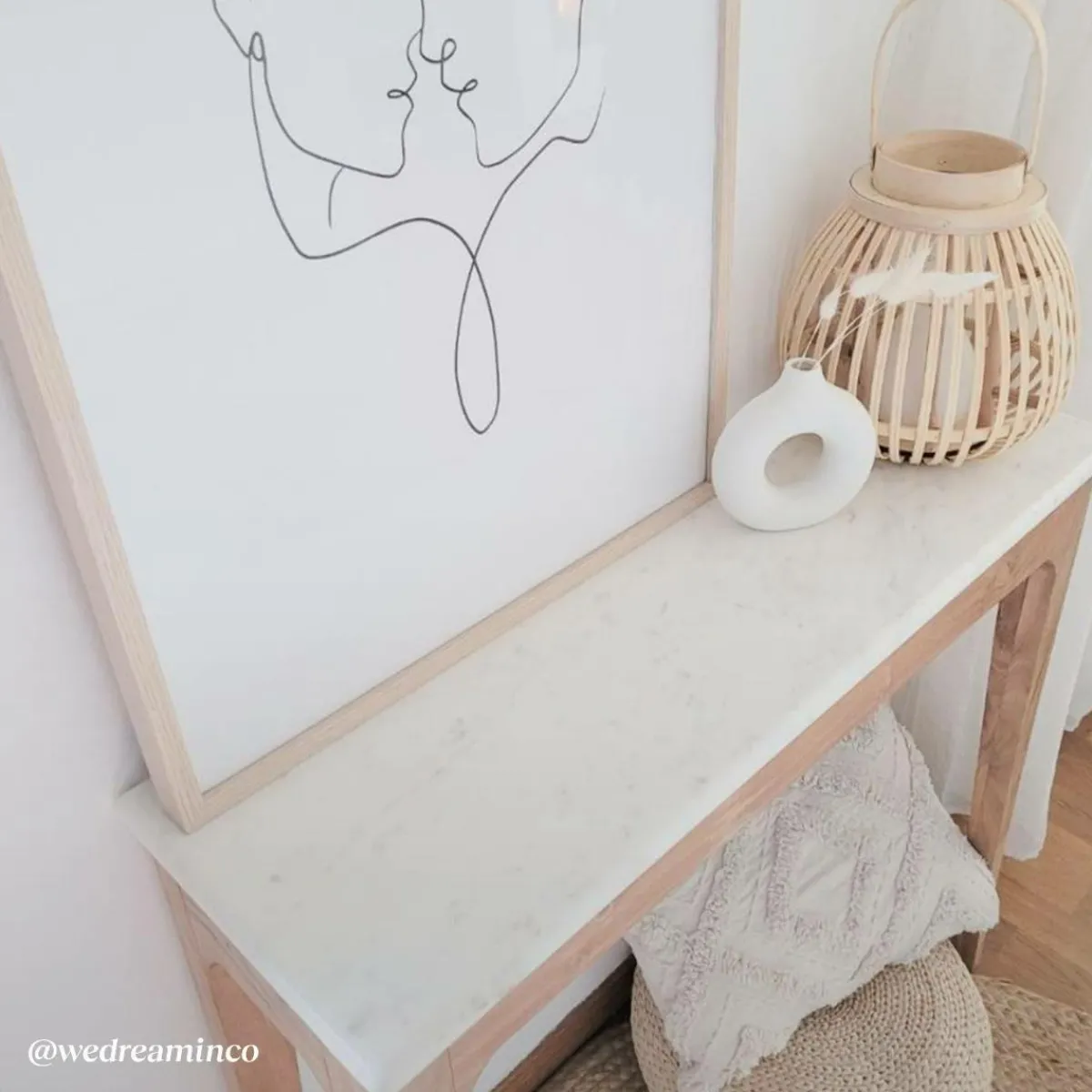 Made in Meubles Console en bois de manguier et marbre Arthuro