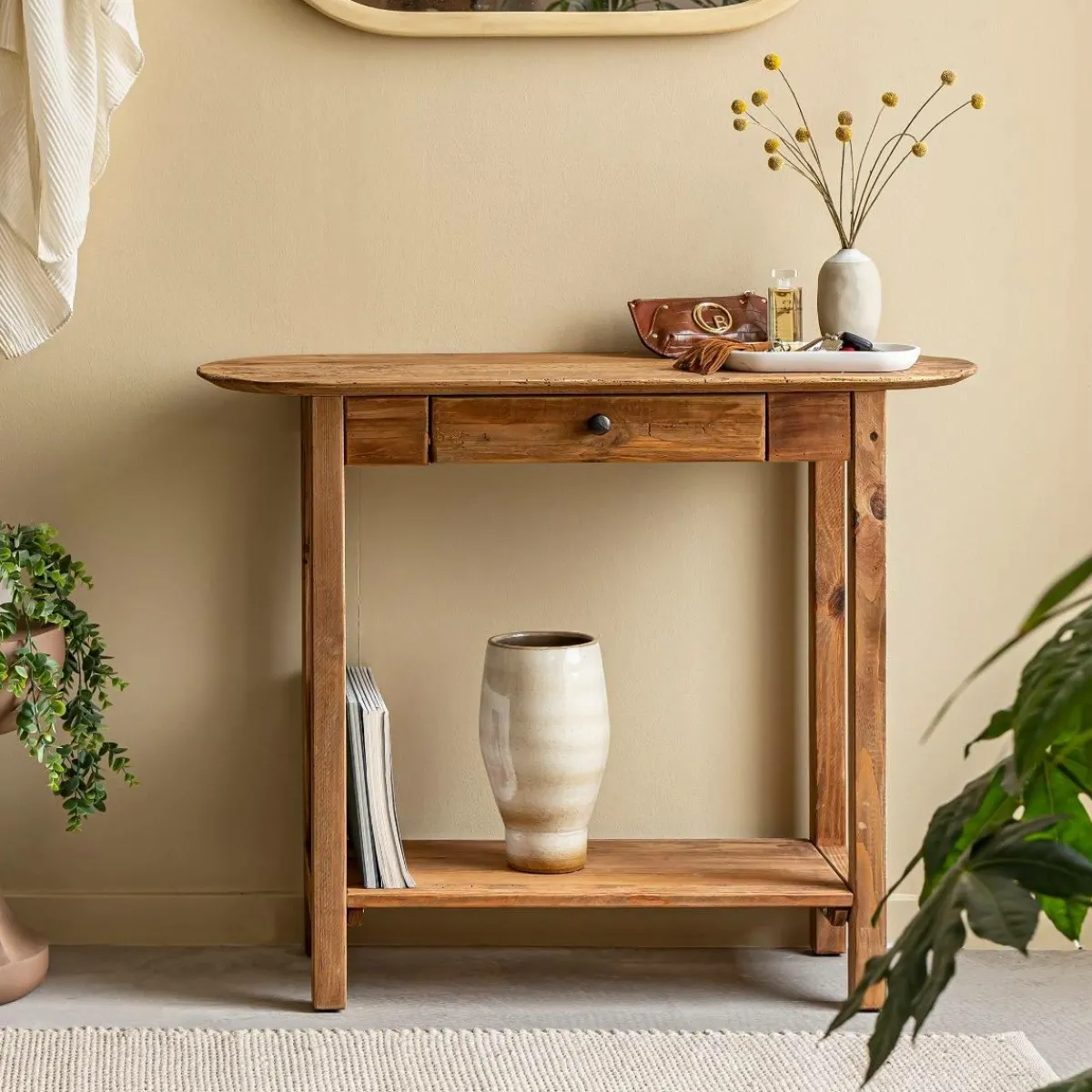 Made in Meubles Console en bois de pin recyclé Blaise