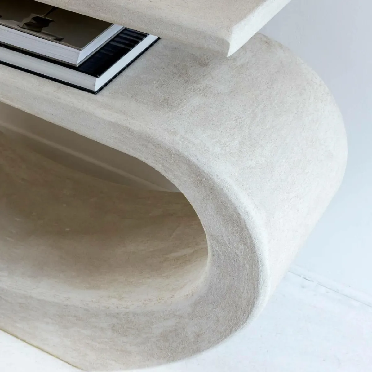 Made in Meubles Console en bois effet béton blanc Danaé