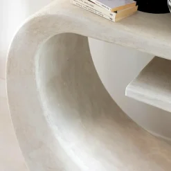 Made in Meubles Console en bois effet béton blanc Danaé