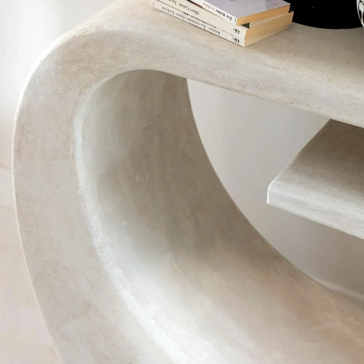 Made in Meubles Console en bois effet béton blanc Danaé