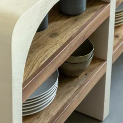 Made in Meubles Console en bois effet béton et bois d'acacia Dalva