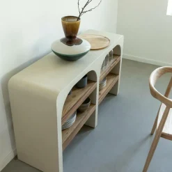 Made in Meubles Console en bois effet béton et bois d'acacia Dalva