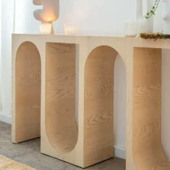 Made in Meubles Console en chêne massif clair Octave