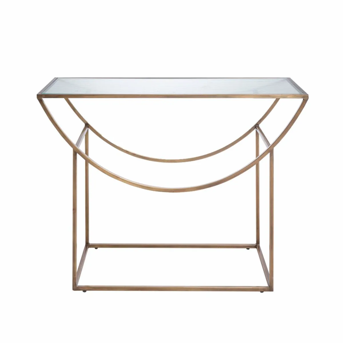 Made in Meubles Console en métal doré et verre Léa