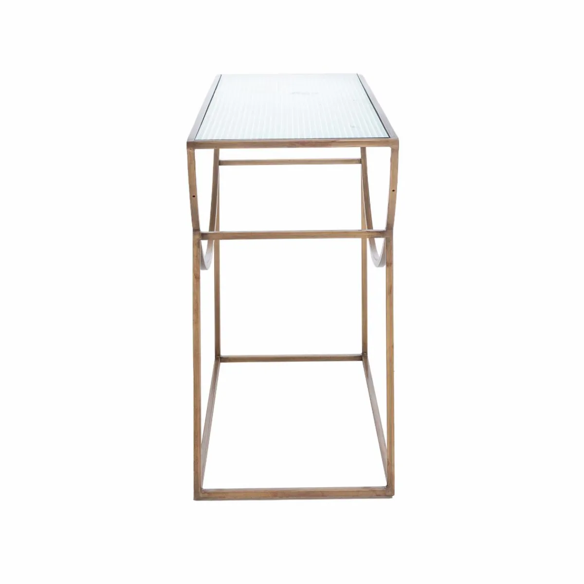 Made in Meubles Console en métal doré et verre Léa