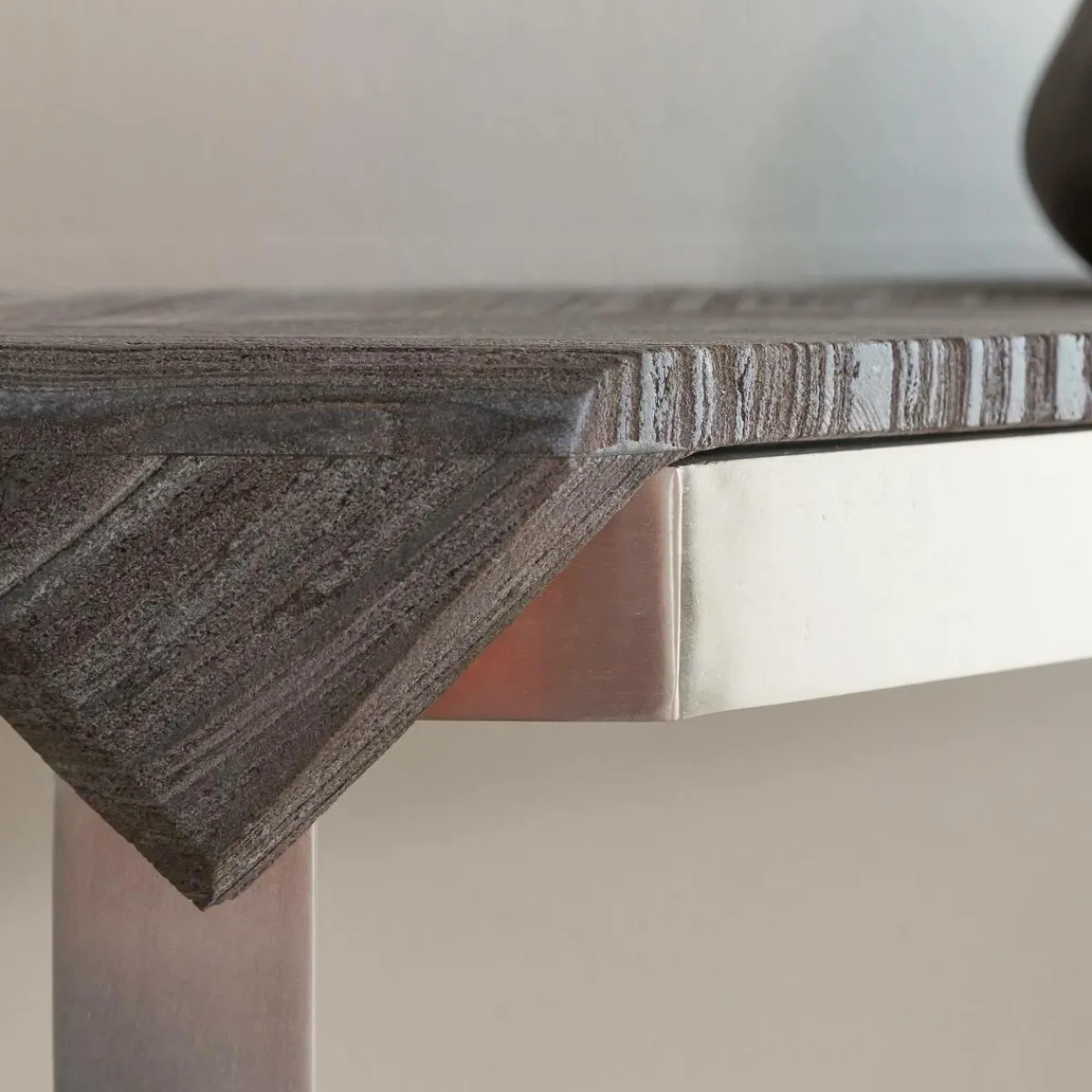 Made in Meubles Console en métal et marbre Noé
