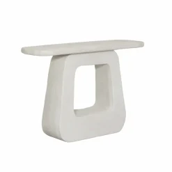 Made in Meubles Console pied central en bois effet béton blanc Danaé