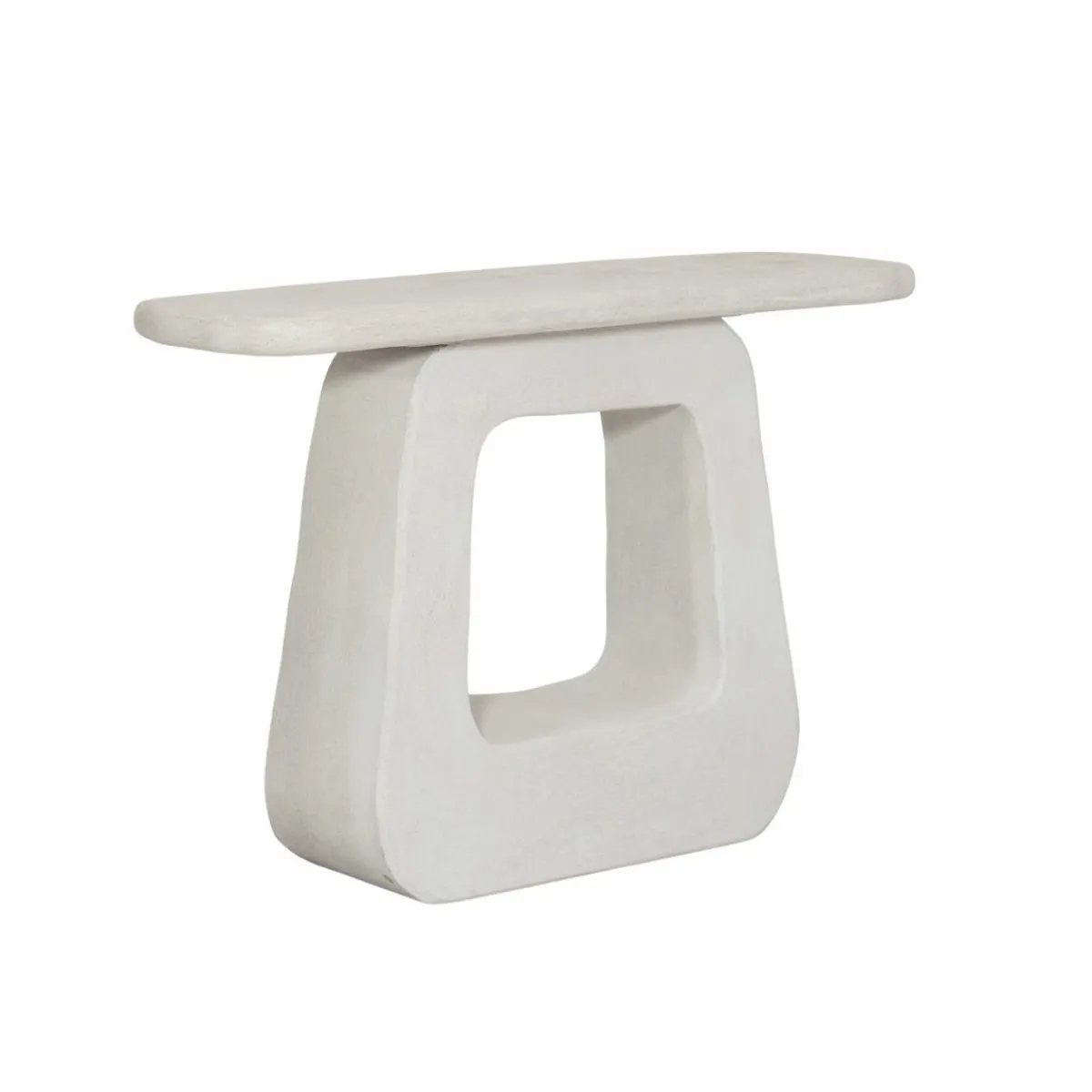 Made in Meubles Console pied central en bois effet béton blanc Danaé