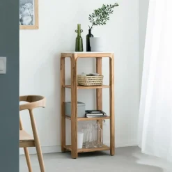 Made in Meubles Etagère carrée en bois d'acacia et marbre Emyr