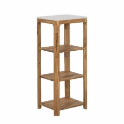 Made in Meubles Etagère carrée en bois d'acacia et marbre Emyr
