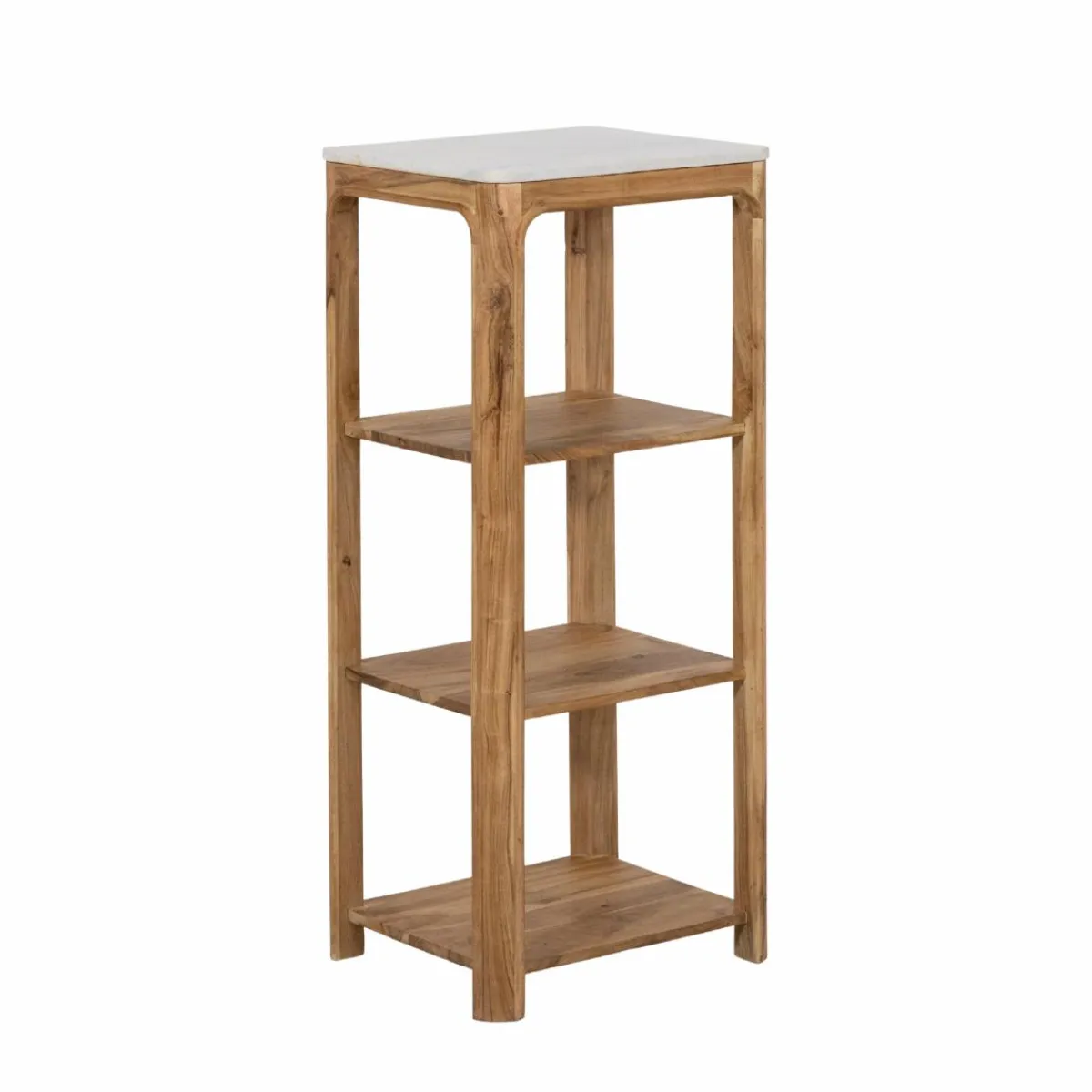 Made in Meubles Etagère carrée en bois d'acacia et marbre Emyr