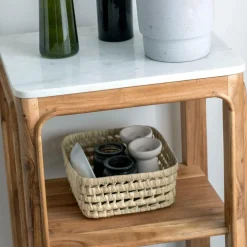 Made in Meubles Etagère carrée en bois d'acacia et marbre Emyr