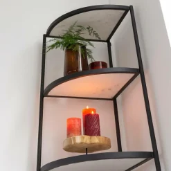 Made in Meubles Etagère d'angle en métal et marbre Mona