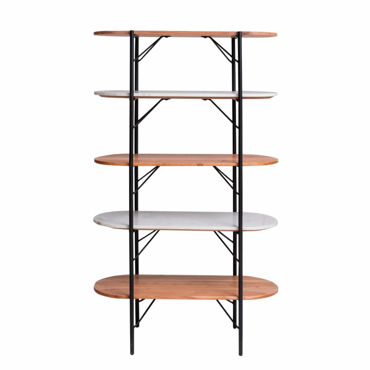 Made in Meubles Etagère en bois d'acacia et marbre Scott