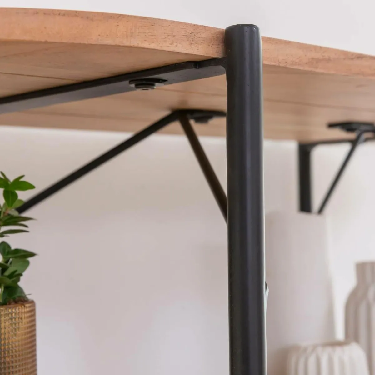 Made in Meubles Etagère en bois d'acacia et marbre Scott