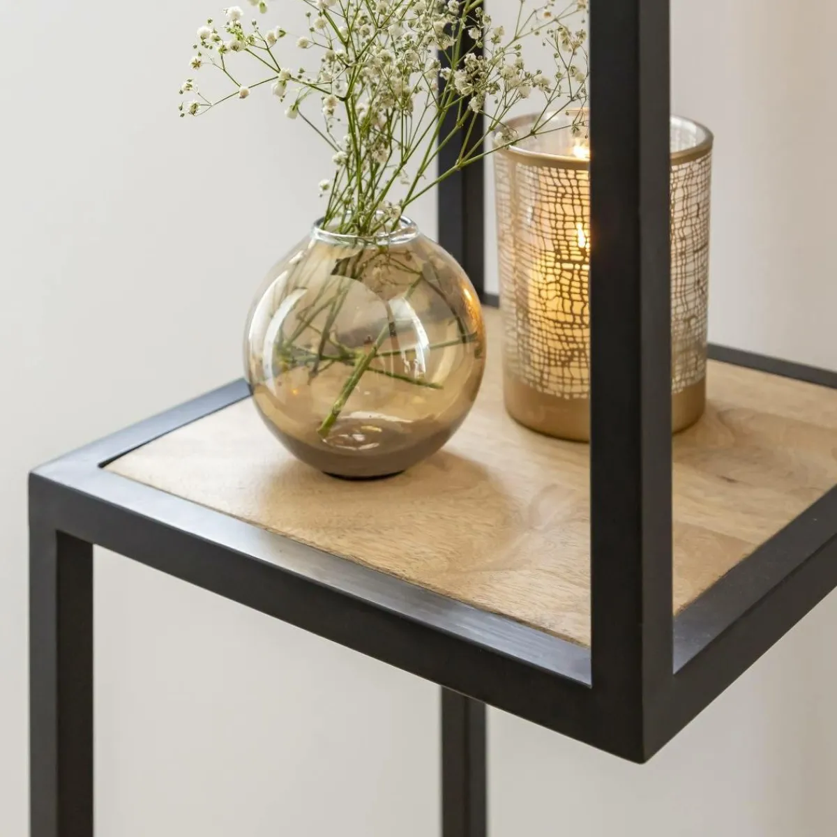 Made in Meubles Etagère en bois de manguier et métal Ulysse
