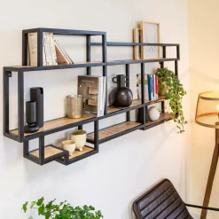 Made in Meubles Etagère murale en bois de manguier et métal Jacynthe