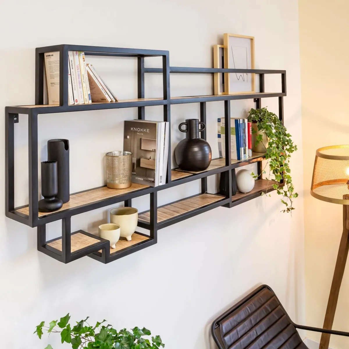 Made in Meubles Etagère murale en bois de manguier et métal Jacynthe