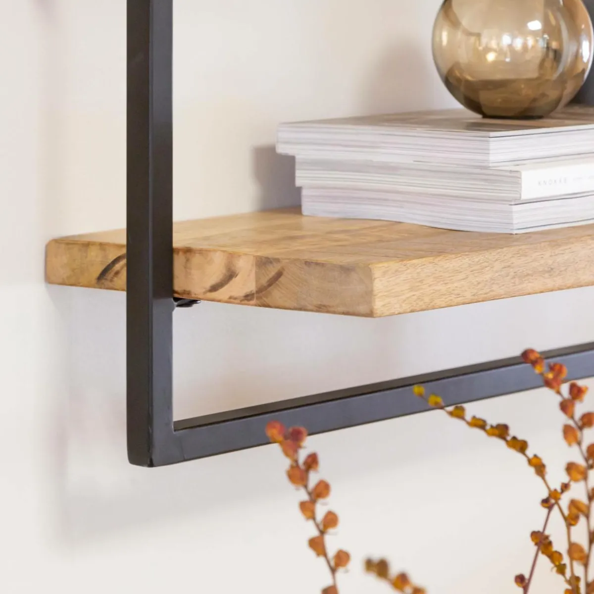 Made in Meubles Etagère murale en bois de manguier grand modèle Joie