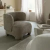 Made in Meubles Fauteuil arrondi en tissu taupe Norton