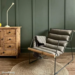 Made in Meubles Fauteuil assise suspendue kaki Rosalie