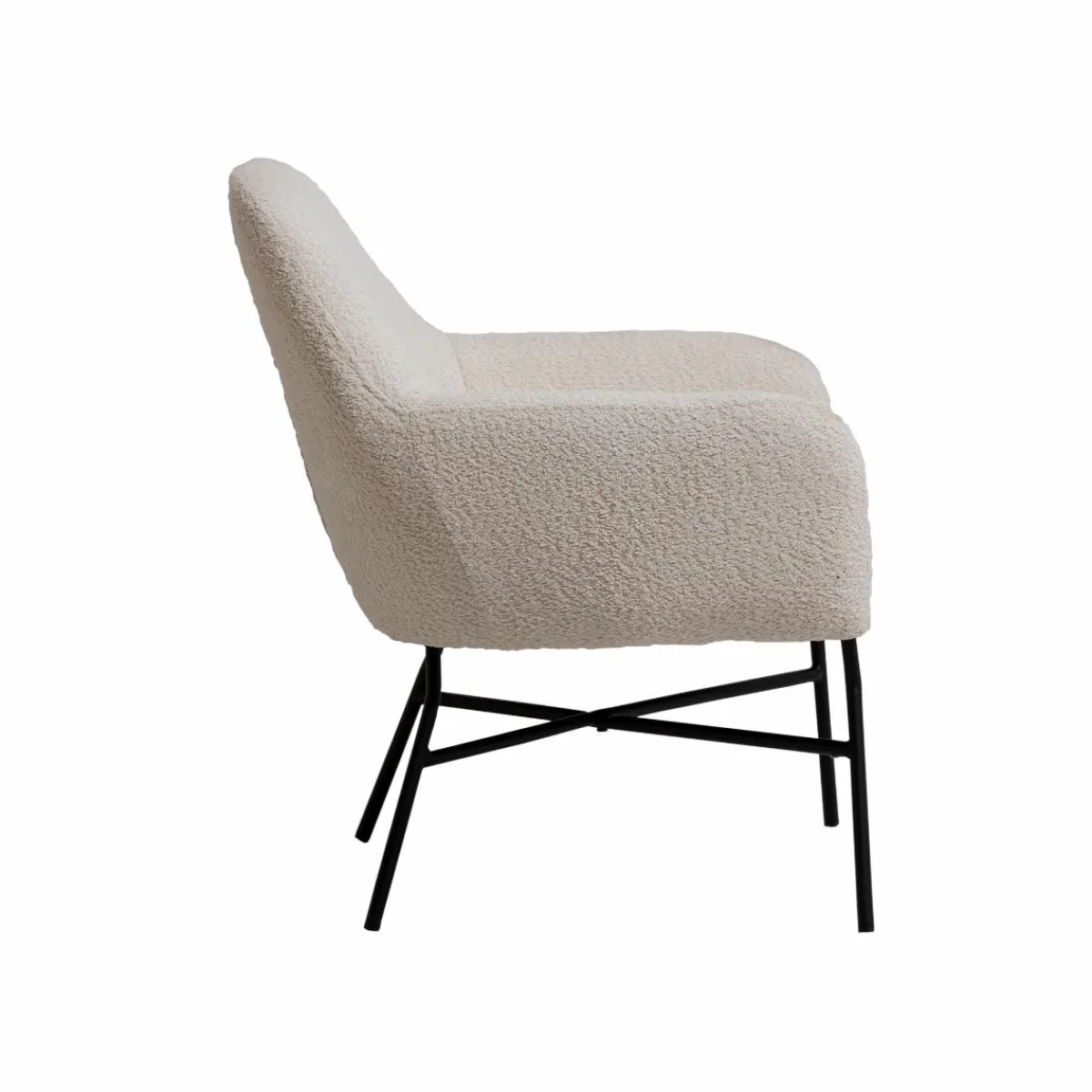 Made in Meubles Fauteuil blanc en tissu bouclette Amandine
