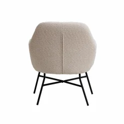 Made in Meubles Fauteuil blanc en tissu bouclette Amandine