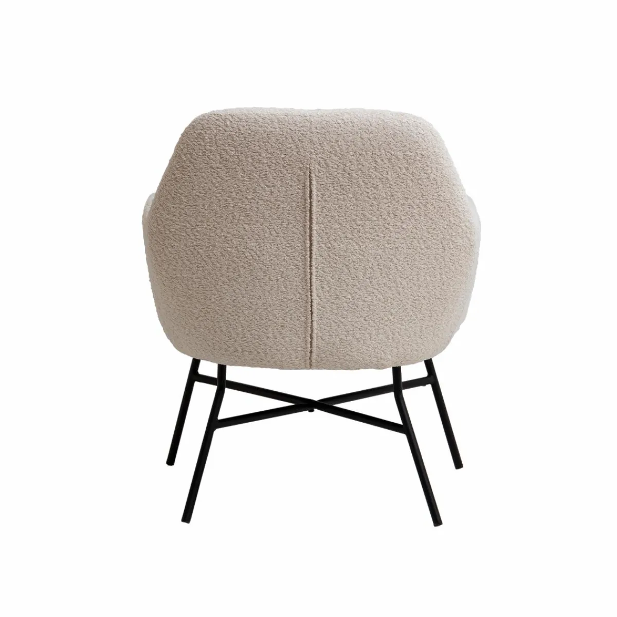 Made in Meubles Fauteuil blanc en tissu bouclette Amandine