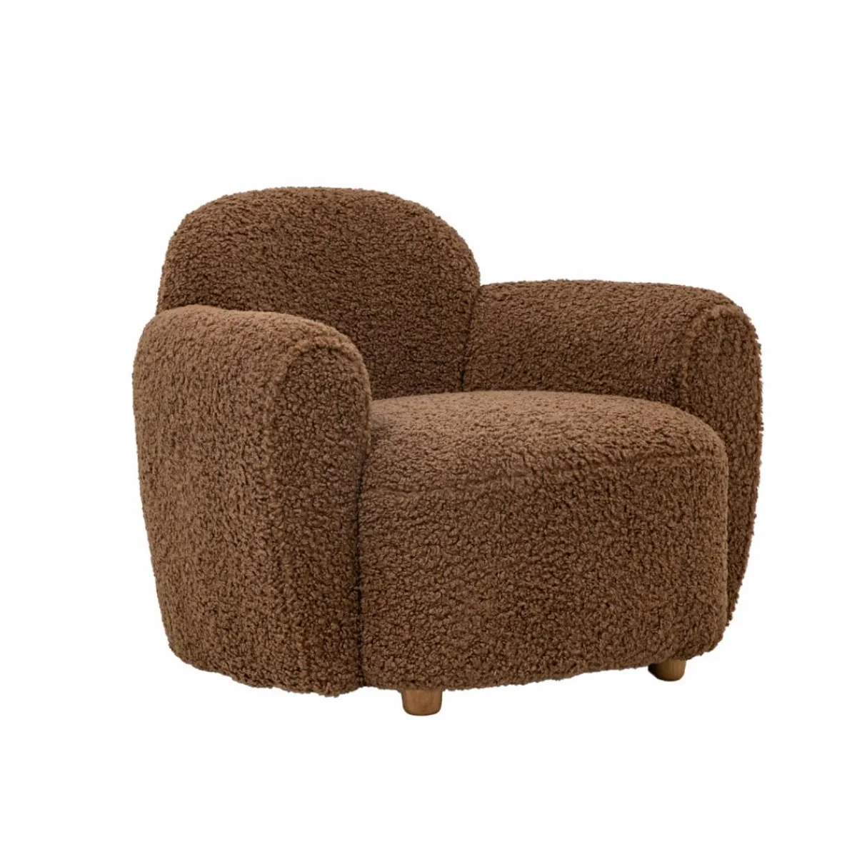 Made in Meubles Fauteuil club en tissu bouclette marron Tommy