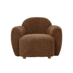Made in Meubles Fauteuil club en tissu bouclette marron Tommy