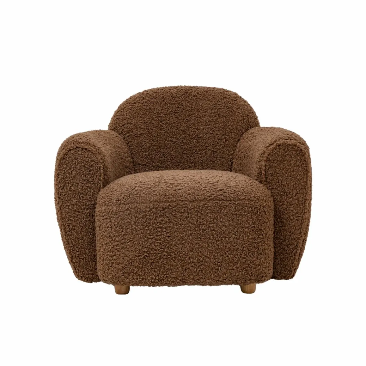 Made in Meubles Fauteuil club en tissu bouclette marron Tommy