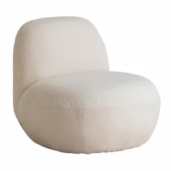 Made in Meubles Fauteuil confort en tissu bouclette blanc Johanna