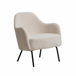 Made in Meubles Fauteuil confort en tissu bouclette blanc Amandine