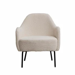 Made in Meubles Fauteuil confort en tissu bouclette blanc Amandine