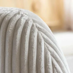 Made in Meubles Fauteuil confort en velours côtelé beige écru Johanna