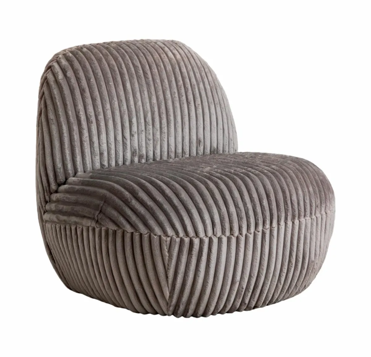 Made in Meubles Fauteuil confort en velours côtelé gris Johanna