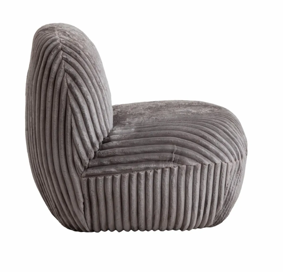 Made in Meubles Fauteuil confort en velours côtelé gris Johanna