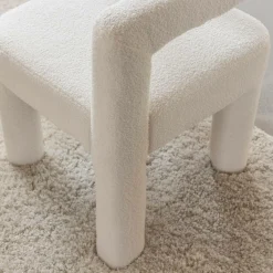 Made in Meubles Fauteuil d'angle en tissu bouclette blanc Nora