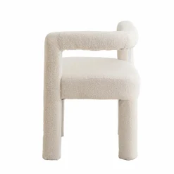 Made in Meubles Fauteuil d'angle en tissu bouclette blanc Nora