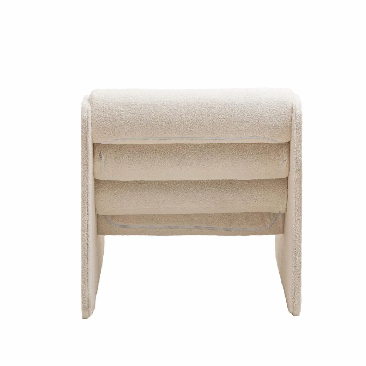 Made in Meubles Fauteuil des années 70 en tissu bouclette blanc Athéna