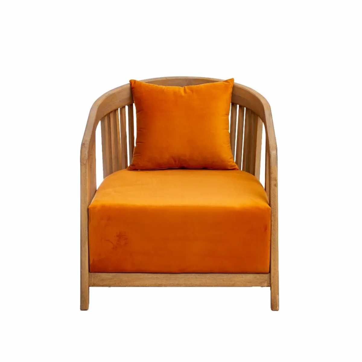 Made in Meubles Fauteuil en bois de manguier et velours Térence