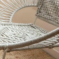 Made in Meubles Fauteuil en corde de coton blanc Bélize