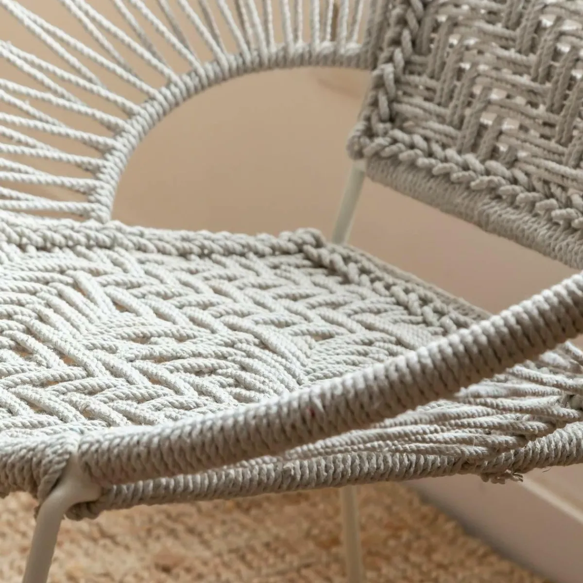 Made in Meubles Fauteuil en corde de coton blanc Bélize