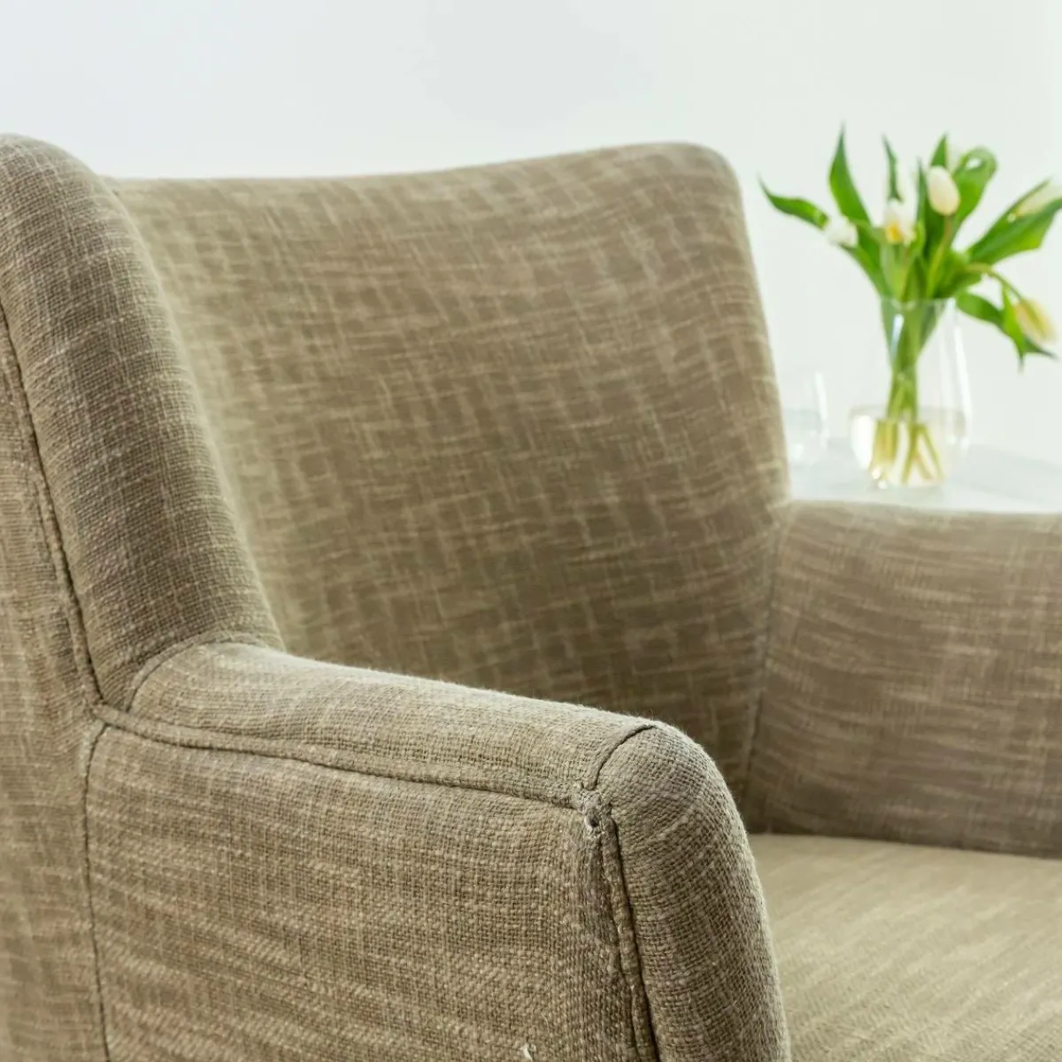 Made in Meubles Fauteuil en coton kaki Castille