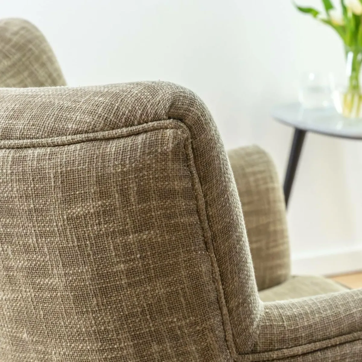 Made in Meubles Fauteuil en coton kaki Castille